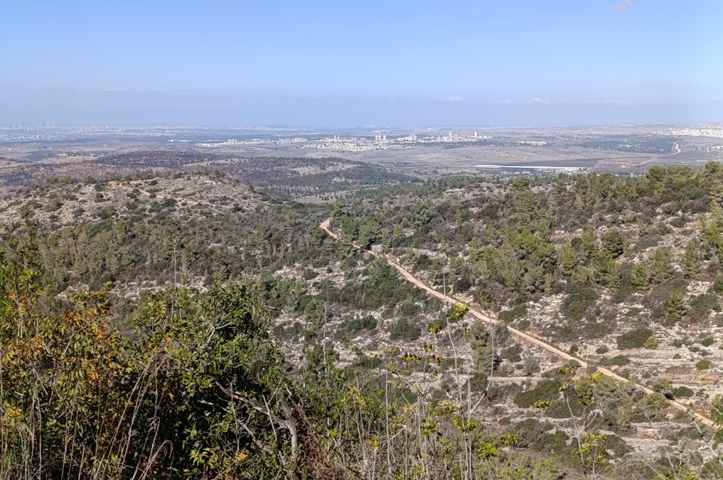 שמורת המסרק מסלול עם נוף מערבה לכיוון שפלת יהודה ומישור החוף