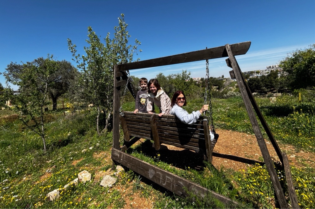 חורבת ארזה ספסלים ונוף - ספסל הנדנדה במרכז שטח החורבה